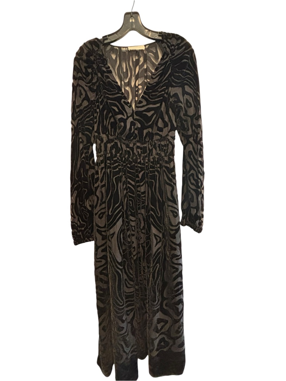Ulla Johnson Elora Silk & Velvet Black Midi Dress Women Size 6
